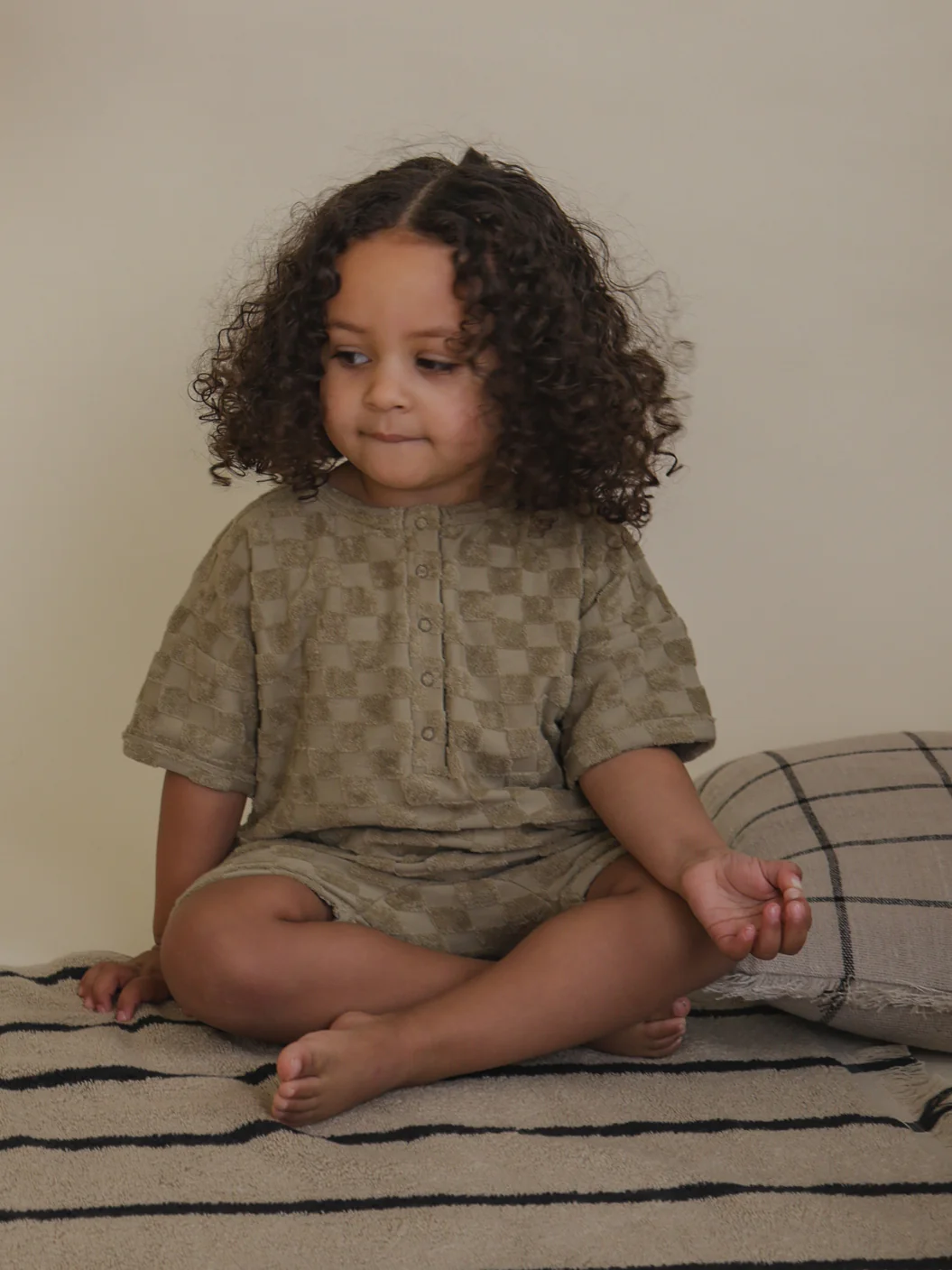 Dusky Checkerboard Terry Beach Romper - Image 4