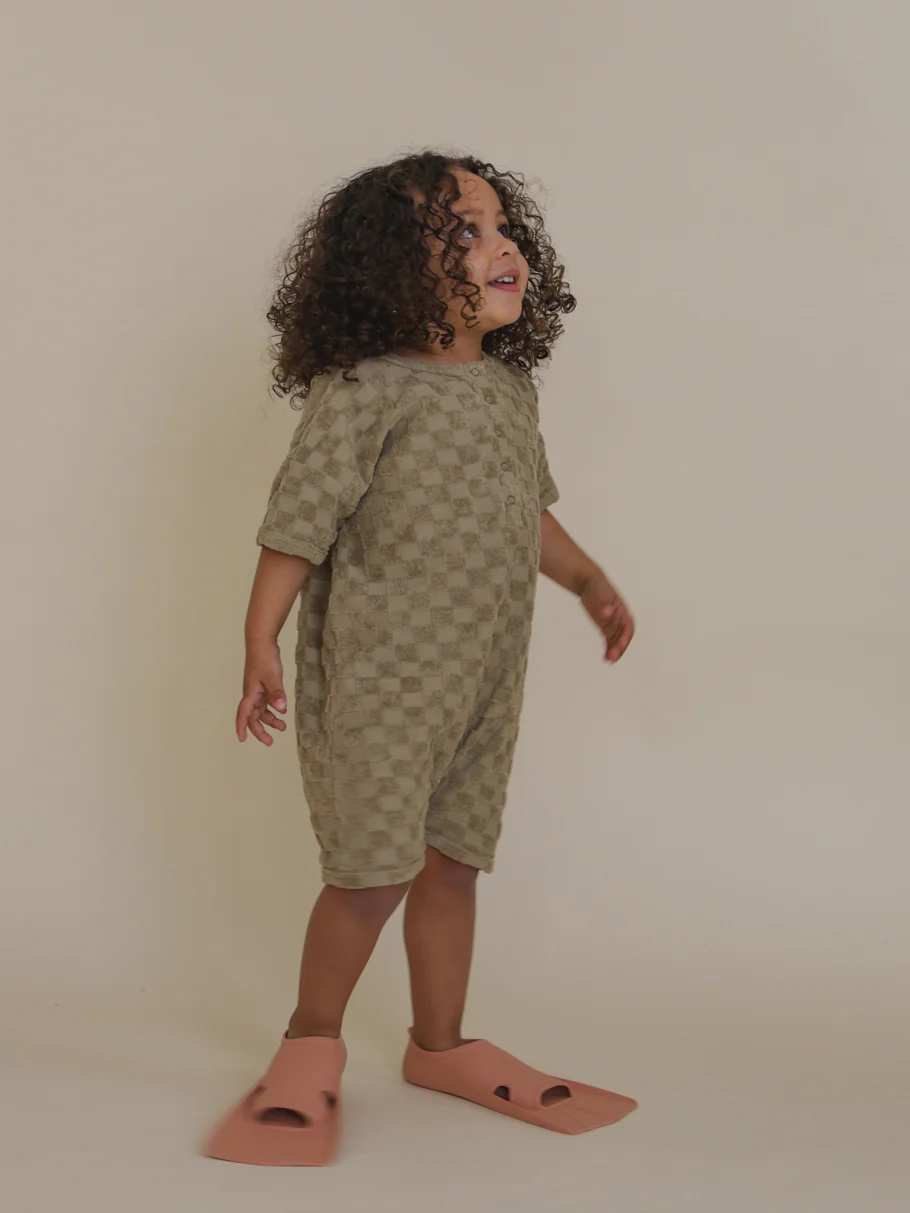 Dusky Checkerboard Terry Beach Romper - Image 6